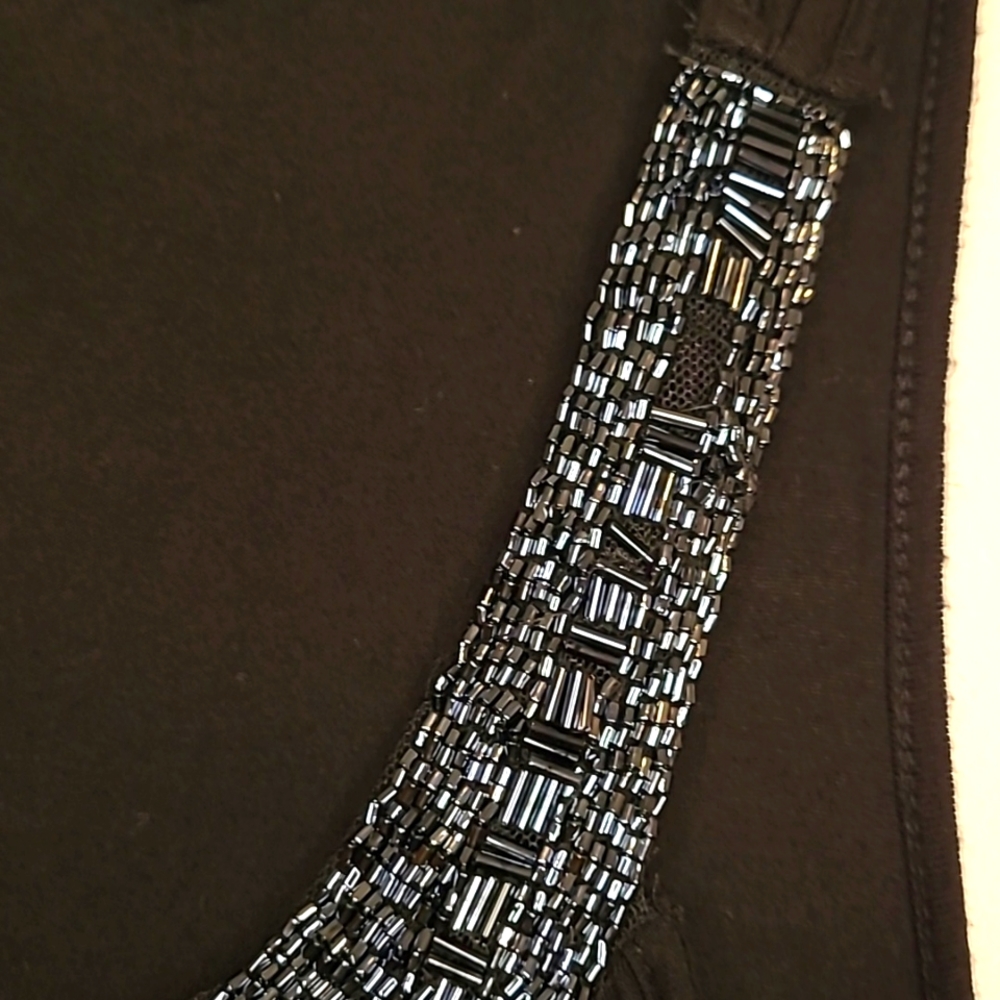 B'leev black bead embellished tank top M - Picture 3 of 4